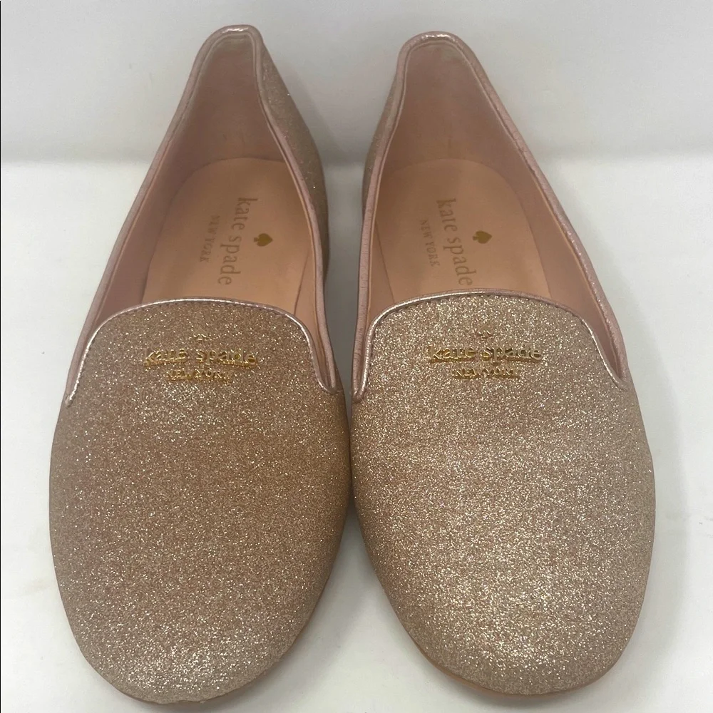Kate Spade Gold Glitter Loafers Size 6
